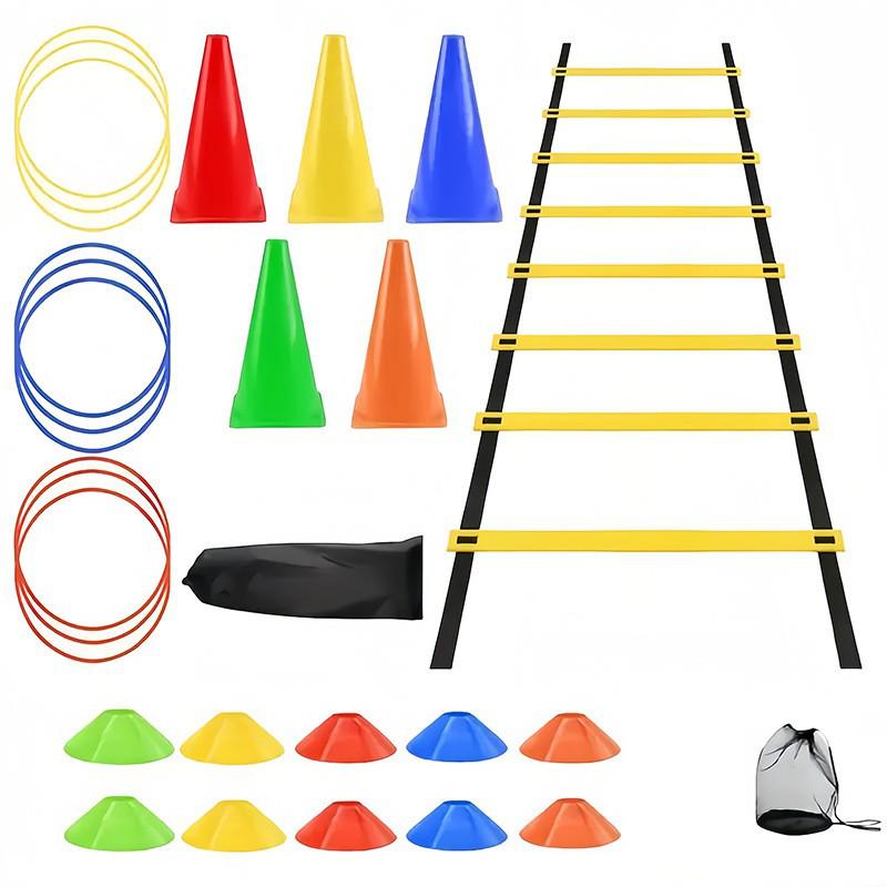 Agility Ladder Set: Speed Ladder, Footwork Training, Marker Cones, Resistance Band, Circle Steps