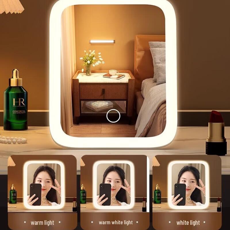 Meebordi Portable LED Makeup Mirror with 3-Color Light