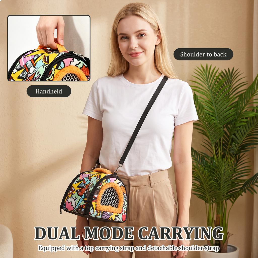 Hamster Carrier Bag Portable Small Pet Backpack with Removable Strap & Mesh Window Lizard Chinchilla Travel Handbag Pet Supplies
