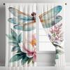 Watercolor Dragonfly Peony Floral Curtains Set of 2 Rod Pocket Modern Art Home Decor Bedroom Living Room Kitchen