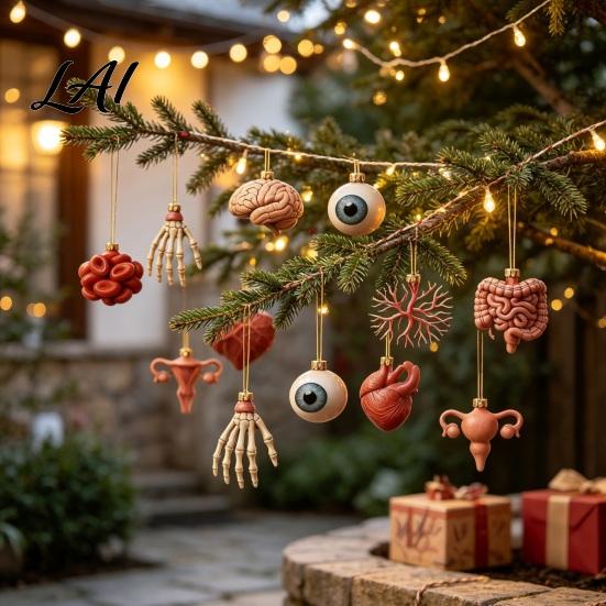 Creative Science Decor 2026 Anatomy Advent Calendar 24-Day Body Organ Ornament Set Human Anatomical Acrylic Hanging Charms for Christmas Tree Gift