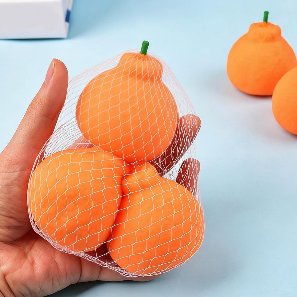 Squeezable Stress Ball 1/2/3 Pcs Orange Squeeze Toy Set Stress Relief Dekopon Tangerine Fidget Toys Mesh Bag Simulation Fruit