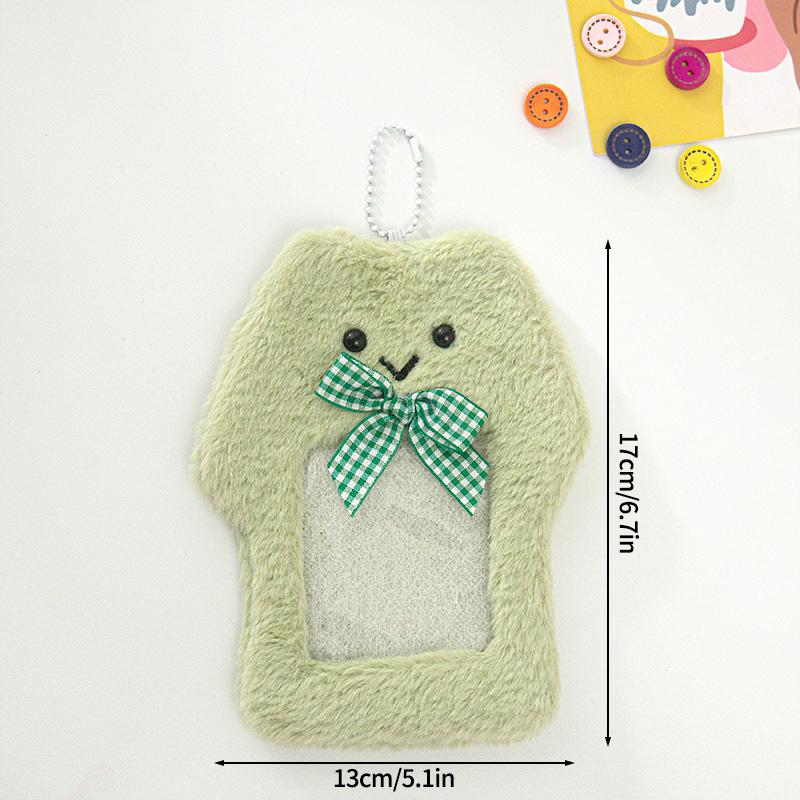 Christmas Photo Card Holder Plush Kawaii Kpop Idol Photo Display Pendant Student ID Card Protective Cover Keychain Xmas Gifts