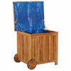 Garden Storage Box with Wheels 60 X 50 X 58 Cm Solid Acacia Wood