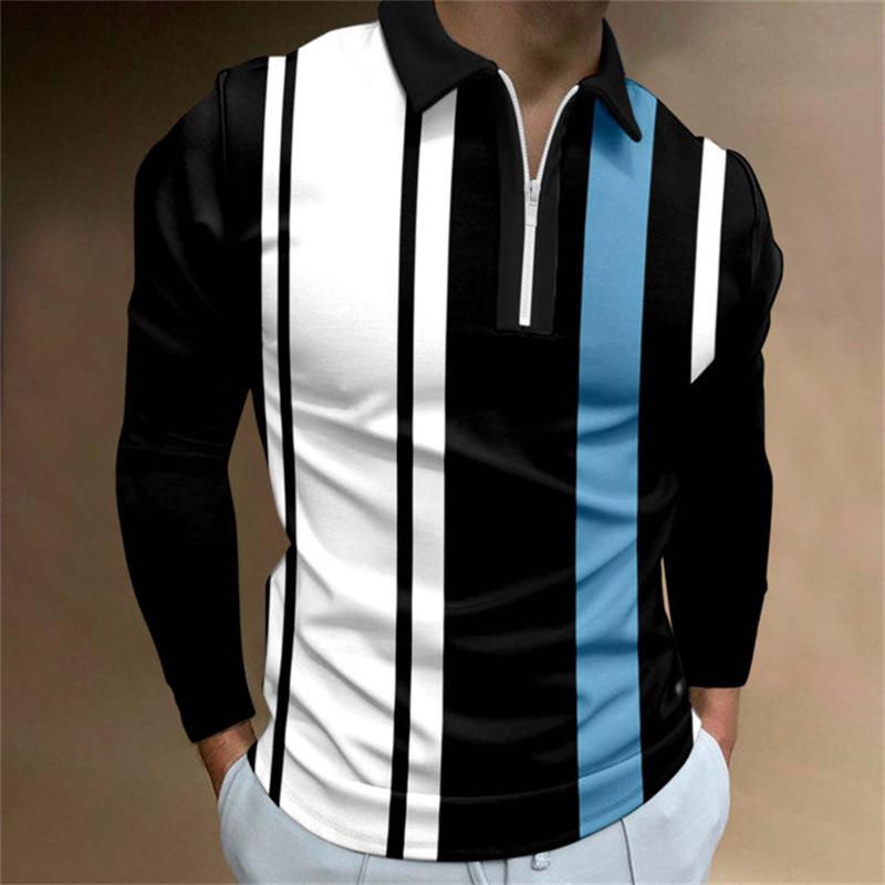 Herrenmode Frühling Herbst Polyester Poloshirt 3D Digitaldruck Casual Golf Poloshirt Tops