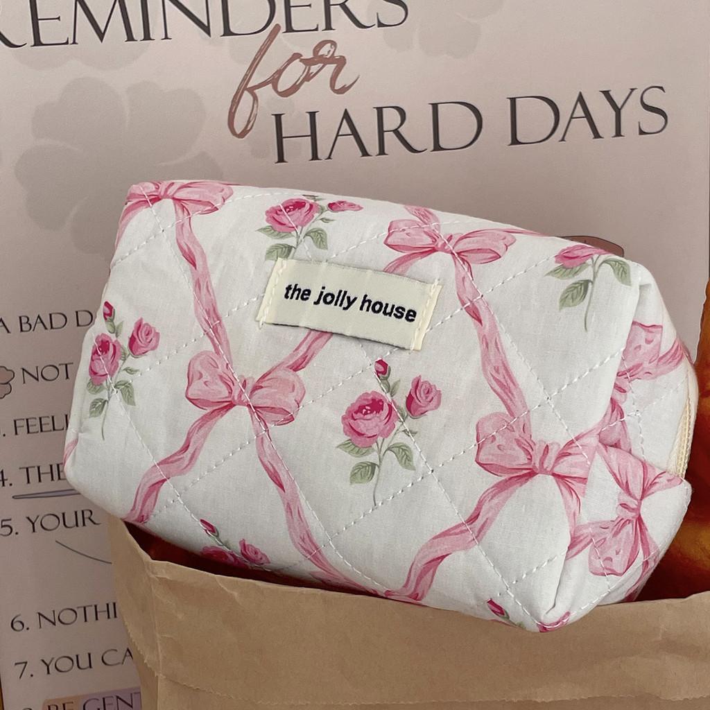 Vintage Butterfly Bow Flower Toiletry Bag With Soft Polyester Material For Daily Use