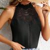 Neckholder Weste Damen Lässige Tops Einfarbige Spitze Dekoration Durchbrochene Spitze Stickerei