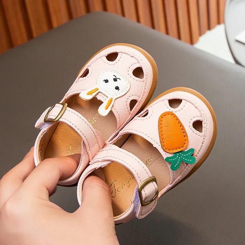 

Girls Baotou Sandals 2024 New Children s Beach Summer Non-slip Soft Sole Baby Walking Shoes 30 розовый