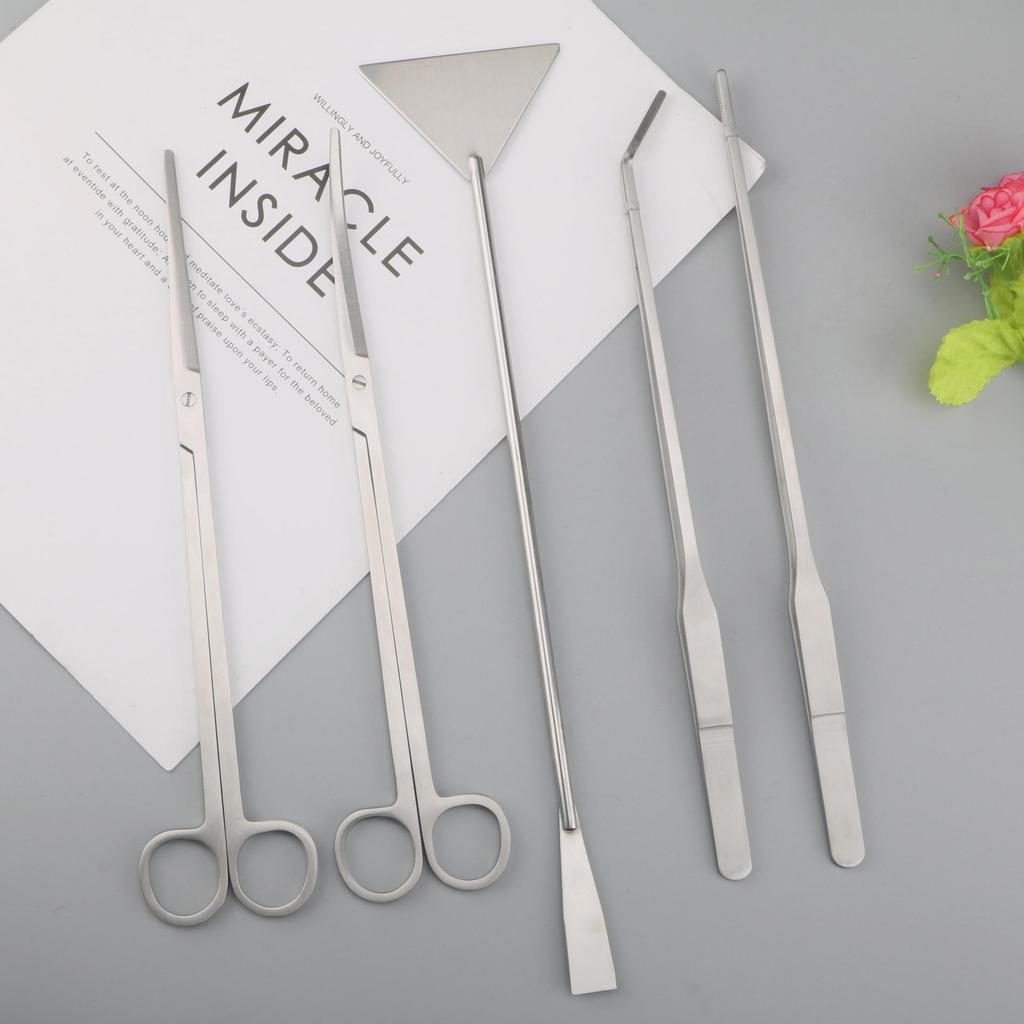 Stainless Steel Aquarium Plant Tools: Algae Scraper, Scissors & Extended Tweezers