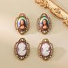 Medieval Vintage Temperament Light Luxury Palace Style Earrings Embossed Three-dimensional Card Pearl