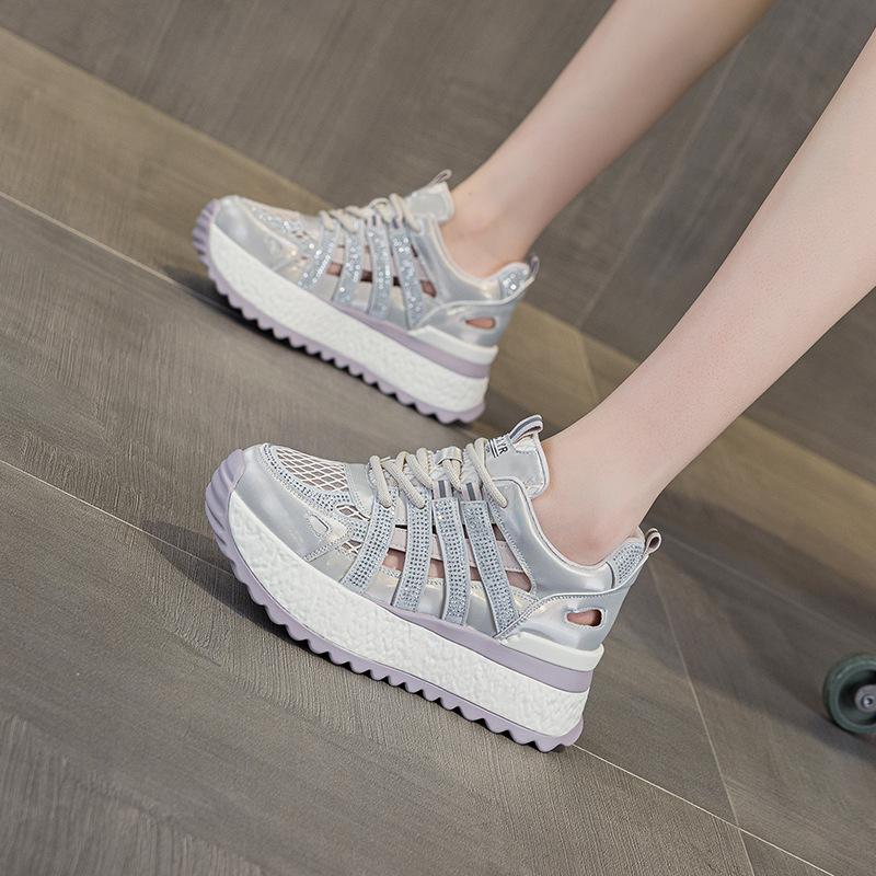 Hollow Dad Shoes Women's 2025 Summer New Thick-soled Breathable Mesh Versatile Casual Sports Super Fire Little White Shoes Women's Shoes