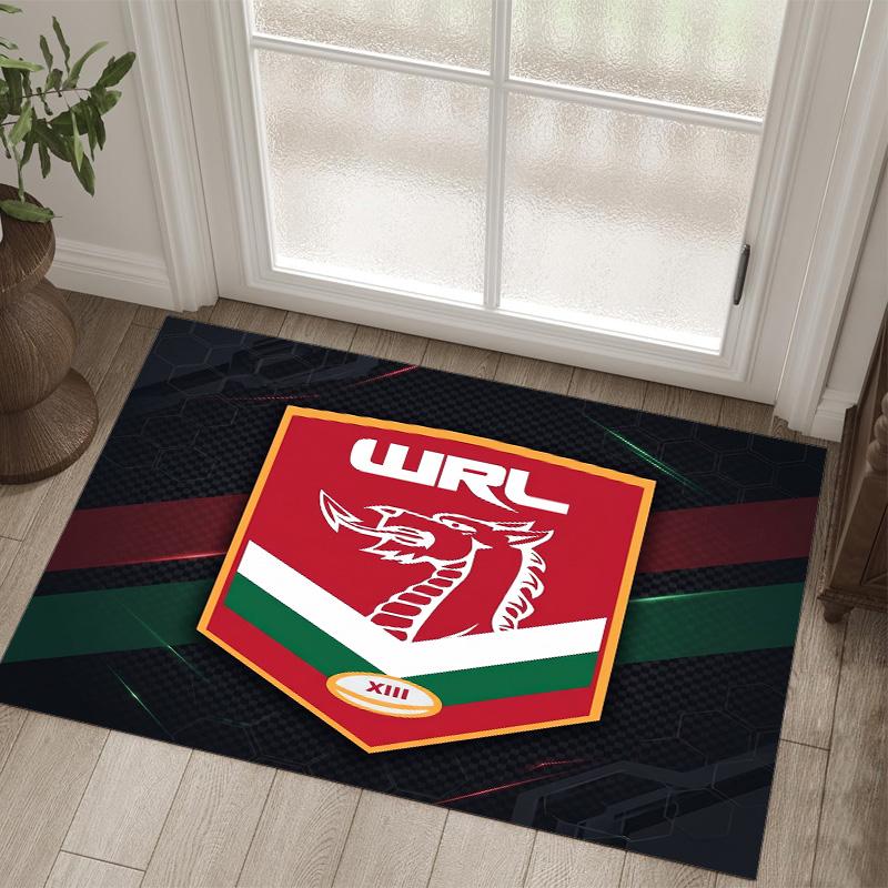 Wales Rugby Design Kristall-Samt-Teppich Gemütlich Nicht?Rutschfester Teppich mit Aufdruck für Schlafzimmer Wohnzimmer Eingang