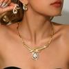 Foreign Trade Source Fashionable and Personalized Alloy Necklace Earrings Two-piece Set Jewelry Dinner Accessories