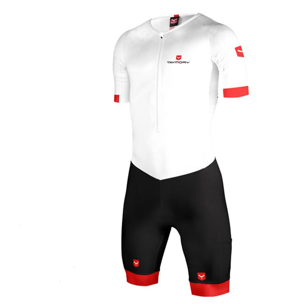 Taymory Pro Triathlon Racing Suit Men's Distance Jumpsuit Custom Trisuit LD AEROSKIN WHITE Cycling/Running/Swimming Clothing Kit