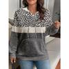 Damen S Pullover Hoodie mit Leopardenmuster Herbst Winter Lässiges Oberteil