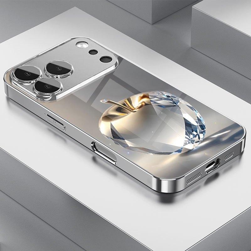 Cool Geometric Diamond Patterned Glass Phone Case Suitable for iPhone 17 16 15 14 13 12 11 Pro Max Plus Anti Drop and Shockproof