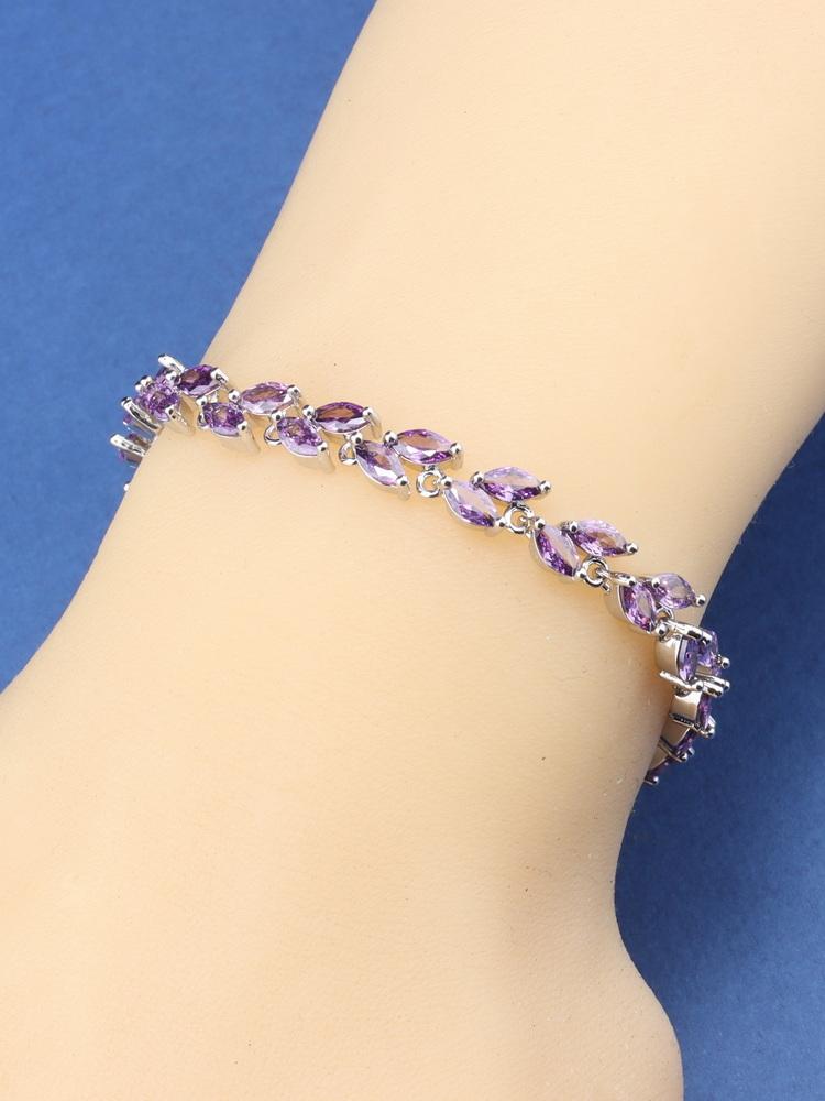 10-Colors Zircon Wedding Party Fine Jewelry Accessories Charm Chain Link Leaf Bracelet Girls For Women