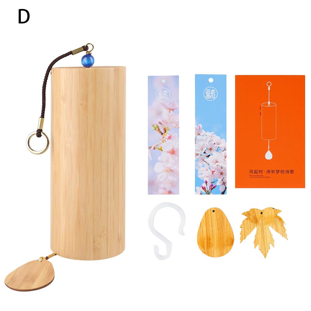 Bamboo Wind Chimes for Outside, Deep Tone Outdoor Garden Wood Bells, Hand-Cranked Classic Sound Bath Instruments