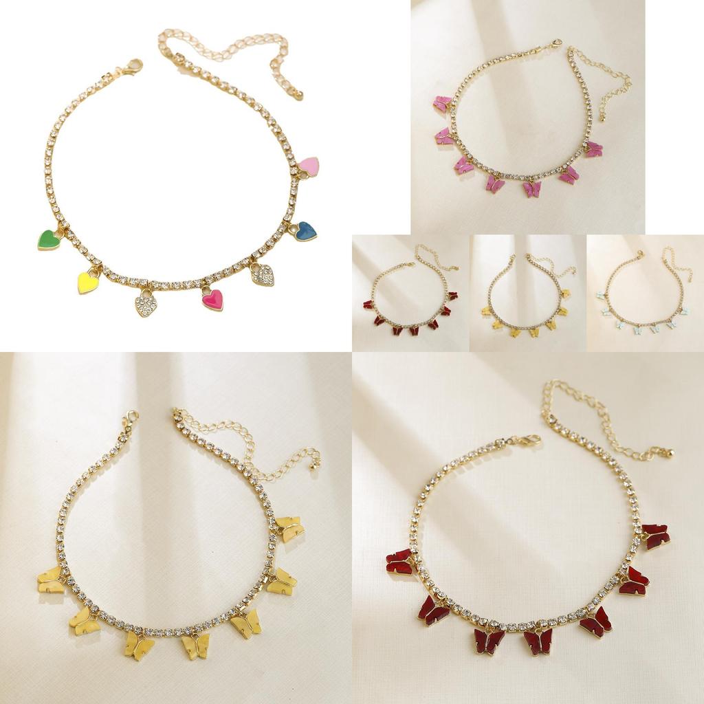 Snygg Flerfärgad Fjärilshänge Halsband Trendig Minimalistisk Choker För Kvinnor