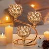 3-Armiger Kristall-Metall-Kerzenständer Mittelstück Eleganter Teelichthalter mit schimmernden Akzenten für Hochzeiten Jubiläen