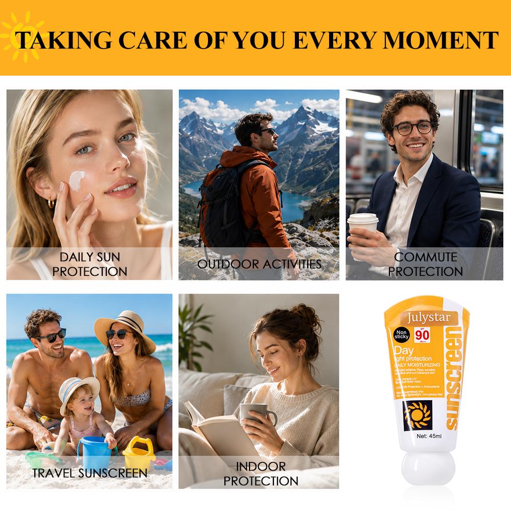 JULYSTAR Face Sunscreen, Moisturizing Makeup Primer, Non-Sticky Lightweight Sunscreen Cream for Daily Wear