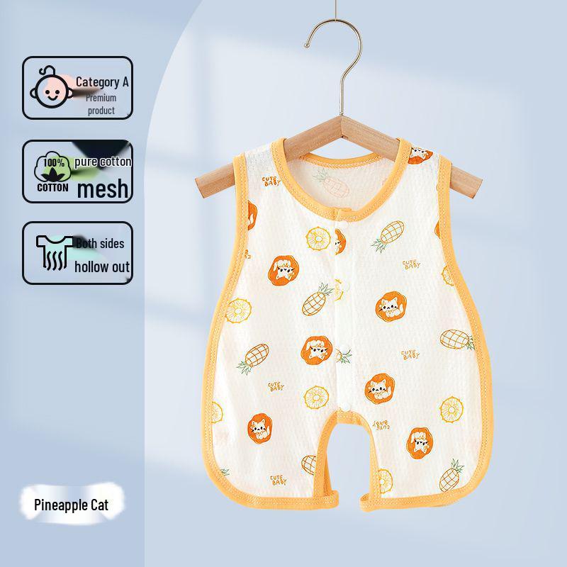 

Летний комбинезон без рукавов для младенцев и малышей с открытой промежностью - Пижама для новорожденных для мальчиков и девочек 80