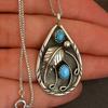 New Antique Silver Color Water Drop Shape Vintage Pendant Necklace for Women Punk Accessories Girl Gift Party Jewelry