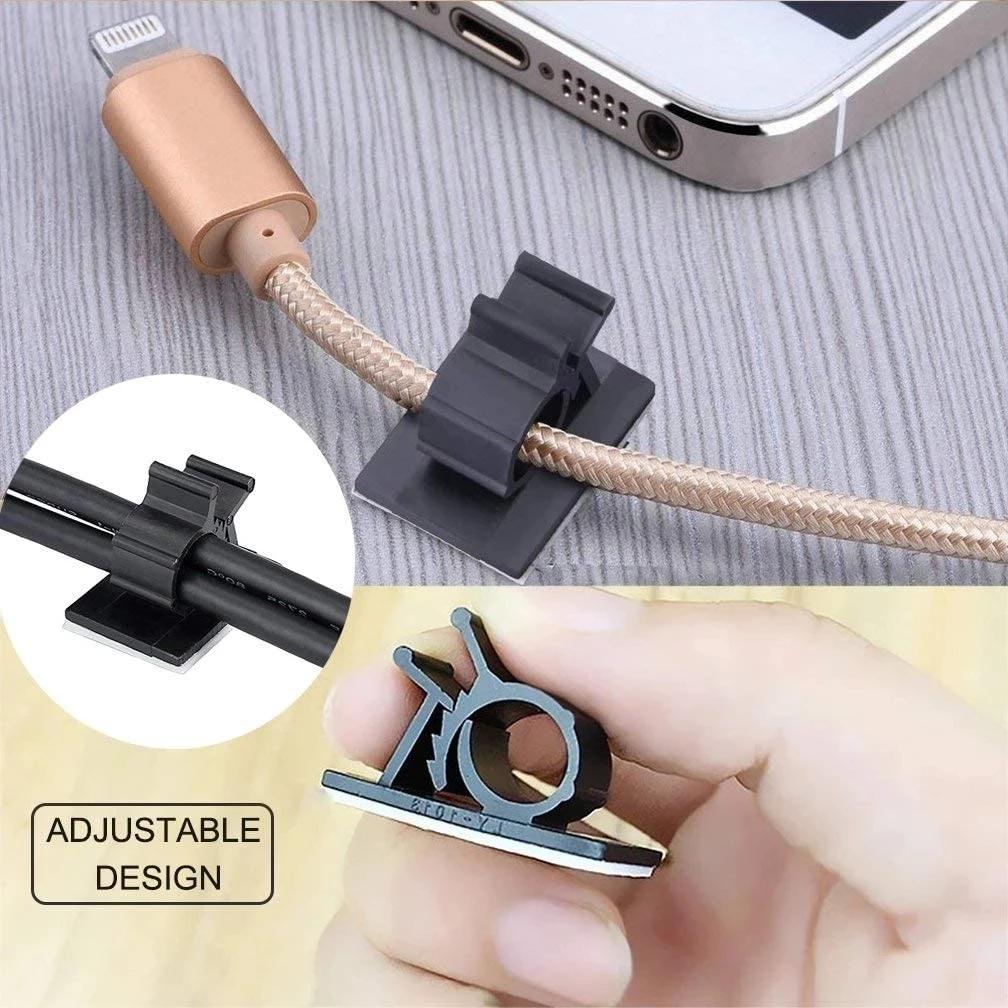 Cable Organizer Self Adhesive Cable Clips Table Cable Management Clamp Adjustable Cord Holder For Car PC TV Charging Wire Winder