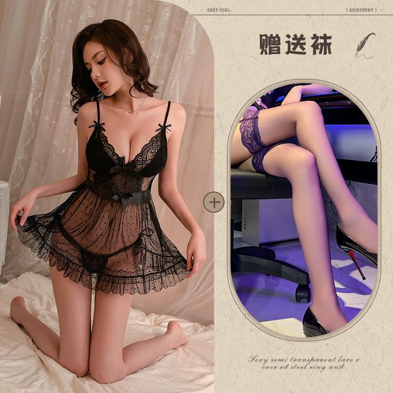 Sex underwear sexy lace perspective mesh suspender skirt pure sex passion pajamas seduction hot passion