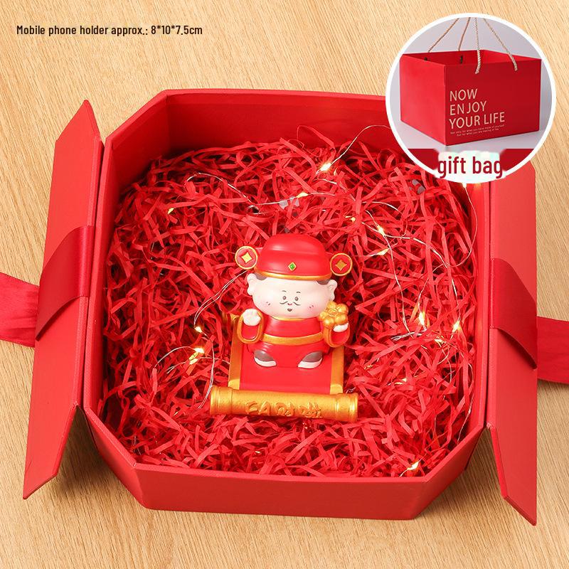 Creative God of Wealth Phone Holder: TV Drama-Themed Desktop Decoration and Office Resin Ornament