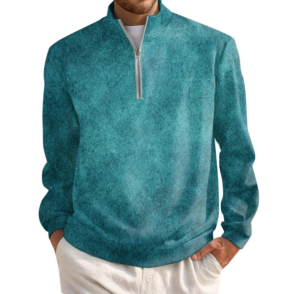 Men's Short Zip Pullover Turtleneck Long Sleeve Top