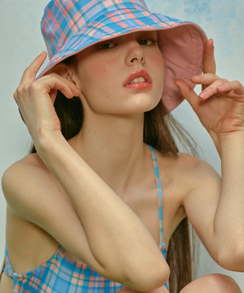 VIKINI VENDER Blue Check Backstrap Monokini