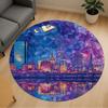 1pc Cityscape Nighttime Pattern Office Round Rugs, Under Chair Round Rugs for Living Room, Bedroom, Bathroom Decoration Carpet 091815