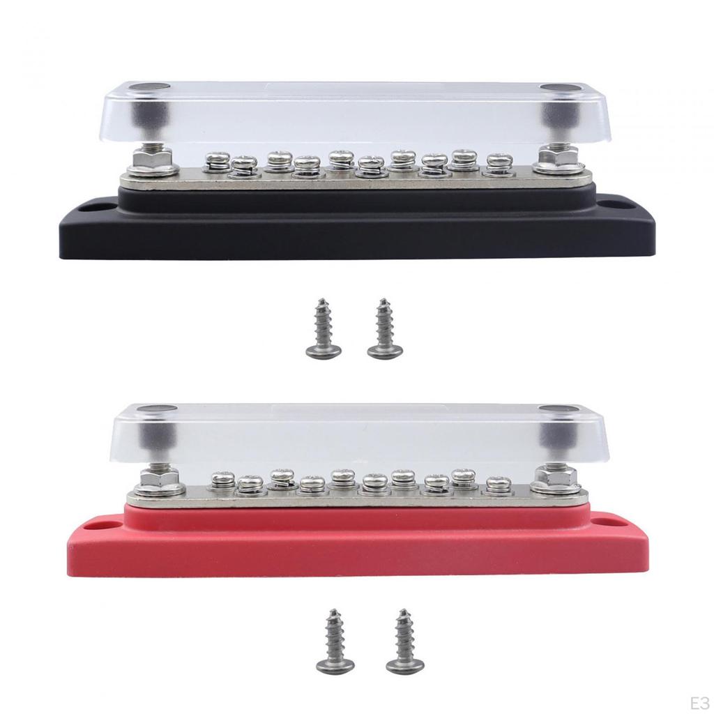 10 Terminal Bar Power Distribution Block 48V 150A Installs Easily with Dust Cover for