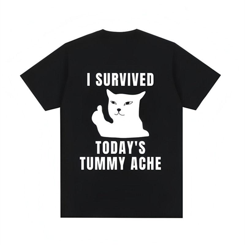 Fun Cat Printed Men's T-Shirt Summer Vintage Kawaii Men's and Women's Surfing Beach T-Shirt Unisex Breathable Casual Top