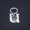 Stainless Steel Alphabet Flower Cutout Keychain Pendant
