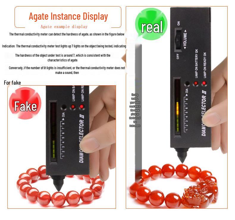 Jade and Gemstone Hardness Tester - Drill Bit Thermal Conductivity Meter for Crystal, Jadeite, Agate, and Diamond Identification