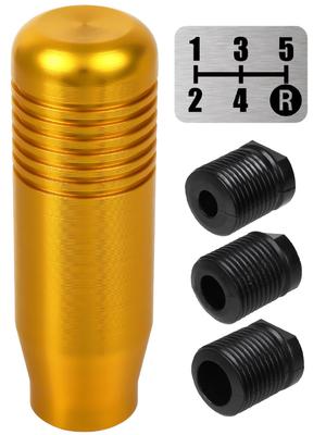 Freate Aluminum Mt 5 Speed Shift Pattern Seal Car Gear Knob with Custom Truck Adapter (Gold)