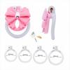 Pink Bow-Tie Flat Chastity Cage Positive/Negative Cock Cage Urethral Chastity Device SM Sex Toy Peins Plug ChastityBelt for Men