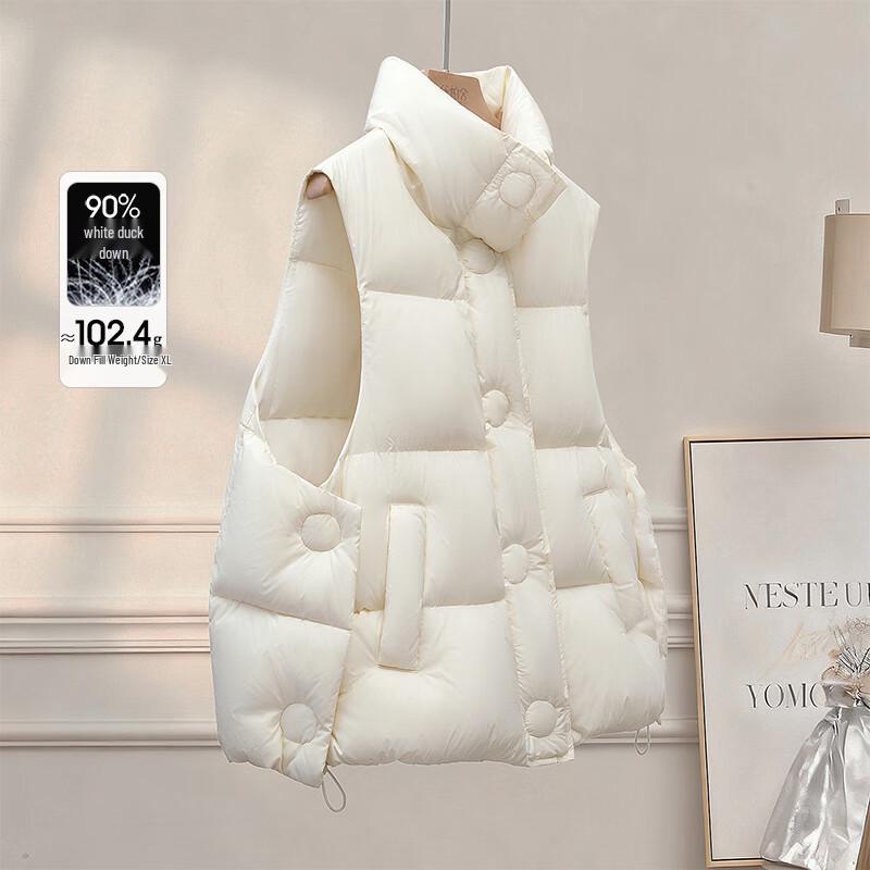 

Women s Loose Fit Stand Collar 90% Down Vest XL
