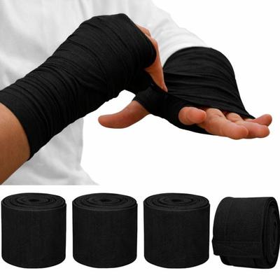 Cobalt Planet Boxing Bandages, 4-Pack, 5m Stretchable, Wrist Support, Fist Protection, for Kickboxing, Muay Thai, Mixed Martial Arts, Boxercise (Black