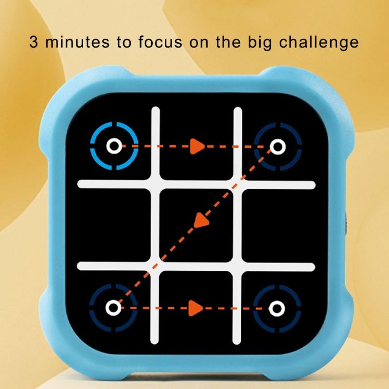 Travel Noughts and Crosses Game Board Game for Kid Adult, 4 In 1 Handheld Puzzle Game Toy Electronic Educational Game