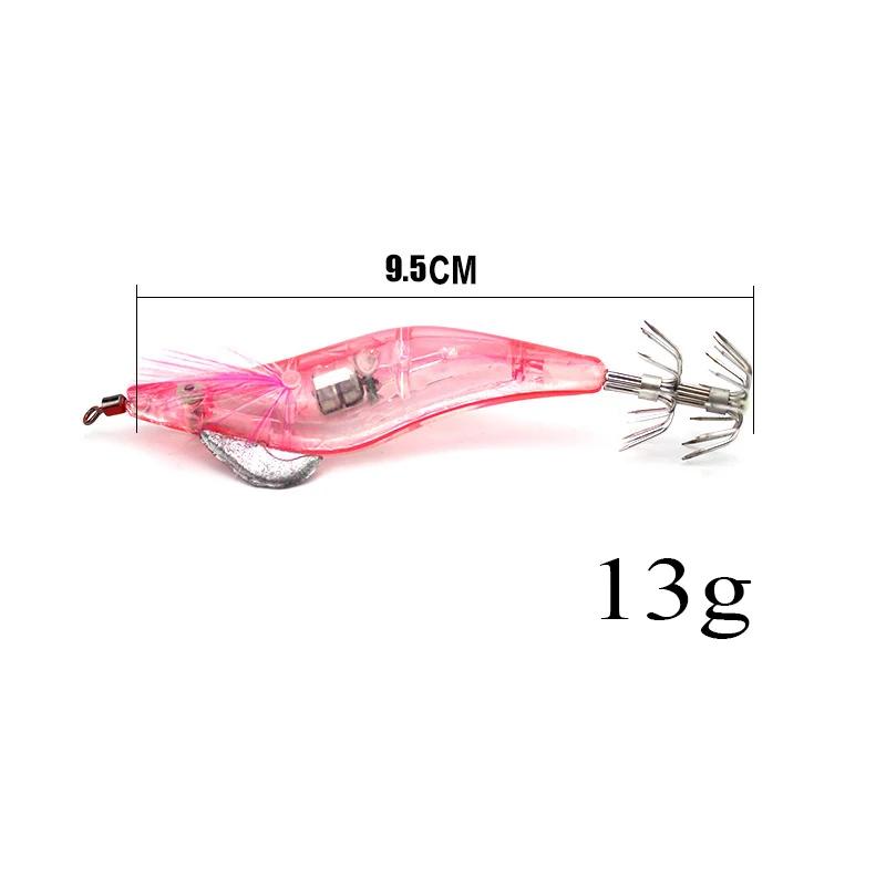 6Pcs LED Electronic Shrimp Lure with Squid Hook Jigging Hard Sea Fishing Lures Prawn Luminous Artificial Bait Tackle for Fish