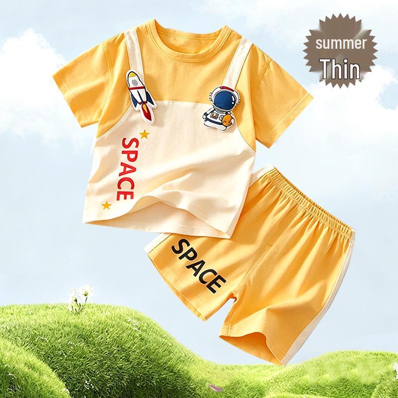 Adorable Baby Boy Cotton Summer Outfit - Short Sleeve Shirt & Shorts Set 100cm (27-33 lbs)