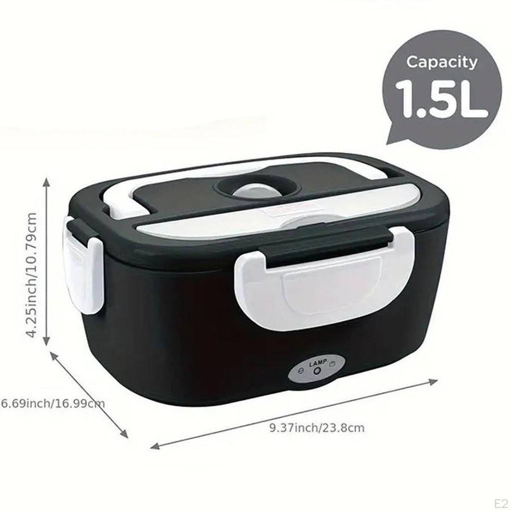 Electric Lunch Box Versatile Portable Container for Outdoor Car Office Black White