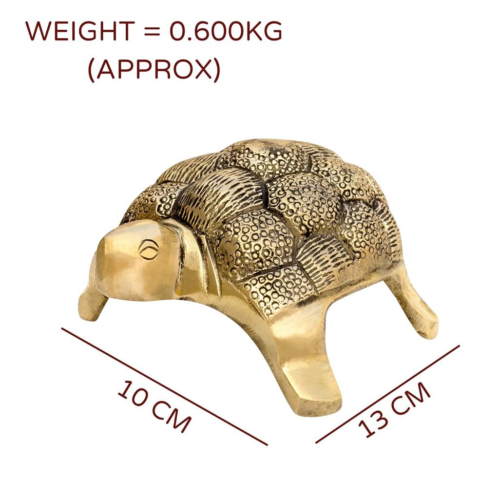 Pure Brass Turtle Idol, Vastu Statue For Home & Office, Religious Idol - 13 Cm
