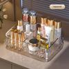 Large Transparent Desktop Cosmetics Organizer with Lipstick and Makeup Brush Holder