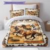 Horses Painting Pattern Bedding Quilt Set Quilt Cover Pillowcase Home Decoration Birthday Gift (1 * Duvet Cover + 2 * Pillowcase, Without Core)