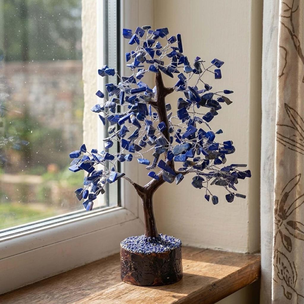 ARBRE BONSAÏ CRISTAL D'AMÉTHYSTE GUÉRISON DE L'ÂME avec des Branches en Fil d'Argent | Base en Bûche de Bois Naturel | Arbre en Pierres Précieuses Fait Main | Idéal pour la Déco Intérieure