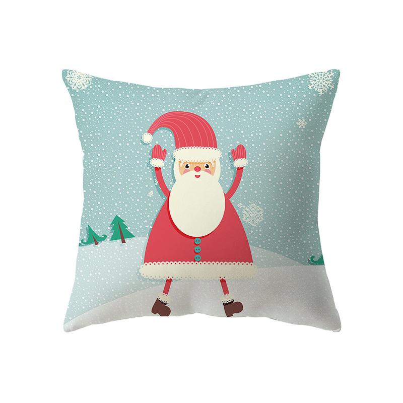 Merry Christmas Cute Santa Elk Print Pattern Cushion Cover Home Living Room Sofa Decoration Square Pillow Pillow Cover